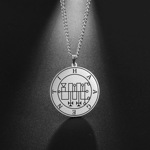 Edelstahl Rundanhänger Halskette Haagenti Siegel Gotik Okkult Siegel Salomons Münzschmuck Für Herren Damen Alltag Accessoire