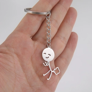 Funny stickman farting pendant keychain made of polished stainless steel for hip hop style