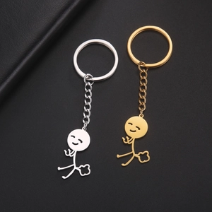 Funny farting stickman keychain in gold and silver stainless steel finishes
