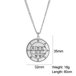 Silberne Edelstahl-Halskette mit Haagenti-Siegel-Anhänger und 60 cm langer Kette