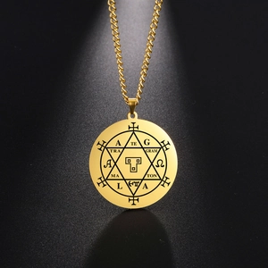 Edelstahl Tetragrammaton Siegel Von Salomo Anhänger Halskette Davidsstern Runde Medaille Religiöses Amulett Schmuck Geschenk