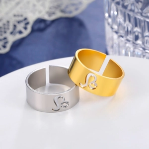 Detailed macro view of gold and silver Leo zodiac sign rings with matte brushed metal texture