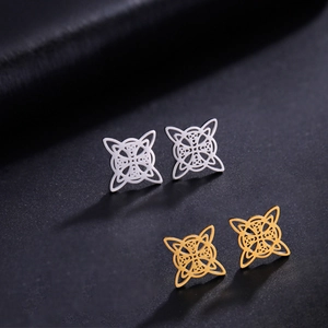 Vintage Edelstahl Keltischer Knoten Ohrstecker Hexenknoten Hohl Geometrische Ohrstecker Für Damen Mädchen Schmuck Geschenk