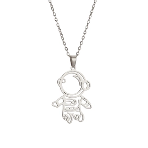Collana minimalista con ciondolo a forma di astronauta in acciaio inossidabile di qualità