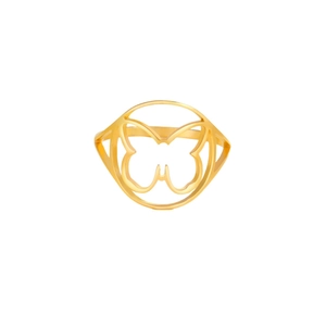 Elegante anillo de acero inoxidable dorado con un motivo de mariposa hueca minimalista