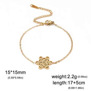 Détails du bracelet en or de 15mm Metatron avec fermoir mousqueton et spécifications de taille