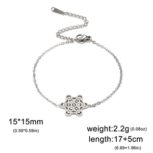 Collier en acier inoxydable argenté avec pendentif géométrique Metatron pour femme