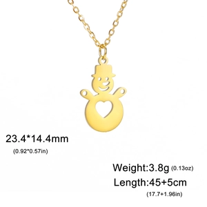 Goldene Schneemann-Halskette mit Maßen: 23,4mm Anhänger und 45cm lange Gliederkette