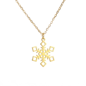 Elegant gold snowflake pendant necklace for women with delicate stainless steel chain