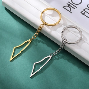 Stainless Steel Map Keychain Hollow Geographic Country Outline Pendant Fashion Metal Key Ring For Daily Travel Accessories