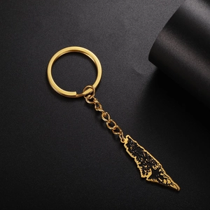 Porte-clés Carte Israël En Acier Inoxydable Pendentif Arbre De Vie Poli Double Face Bijoux De Géographie Pour Hommes Femmes