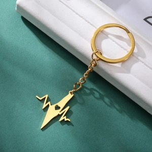 Polished gold stainless steel Israel map keychain with hollow heart pendant and sturdy chain