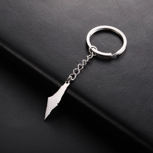 Polished stainless steel keychain with Israel Palestine map pendant on black leather