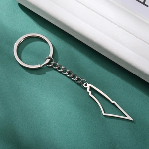 Polished stainless steel keychain featuring a hollow map of Israel and Palestine pendant