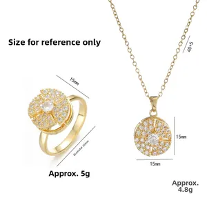 Goldenes Schmuckset mit rotierenden Blumenanhängern und funkelnden Zirkonia-Steinen