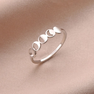 Minimalist Stainless Steel Moon Phase Ring For Women Girls Celestial Crescent Cycle Finger Ring Jewelry Birthday Gift