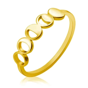 Gold stainless steel moon phase ring featuring minimalist lunar cycle relief patterns