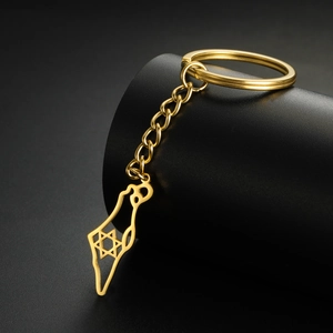 Israel Map Outline Hollow Star Of David Keychain For Men Women Stainless Steel Magen David Pendant Key Ring Jewelry Gift
