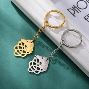 Stainless Steel Horse Head Celtic Knot Keychain Vintage Hollow Animal Car Key Ring For Women Men Fashion Bag Pendant Gift