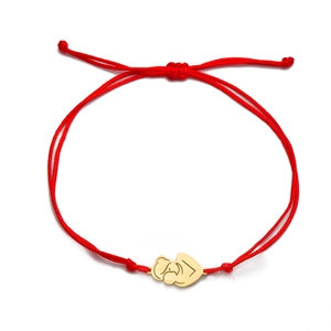 Red cord bracelet with golden mother and child pendant for family jewelry gifts
