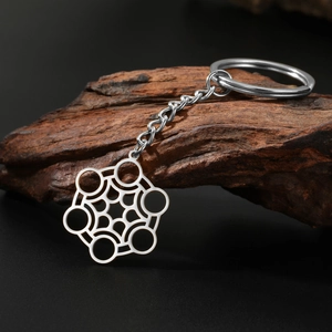 Porte-clés minimaliste en acier inoxydable géométrique avec pendentif flocon de neige