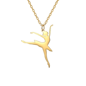 Elegant gold-plated ballet dancer pendant necklace made of high-quality stainless steel