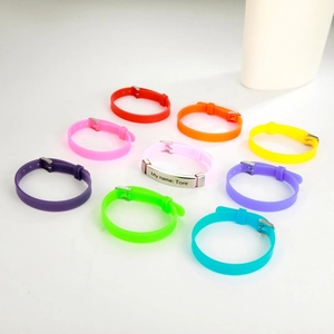 Customized silicone medical ID bracelet for kids with adjustable stainless steel name tag
