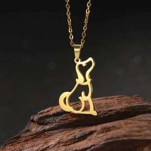 Minimalistisch 304 Roestvrij Staal Hol Puppy Hanger Ketting 18K Verguld Dier Silhouet Sieraden Voor Vrouwen Mannen