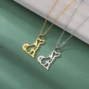 Minimalistische hond silhouet hanger kettingen in goud en zilver met fijne schakelketting