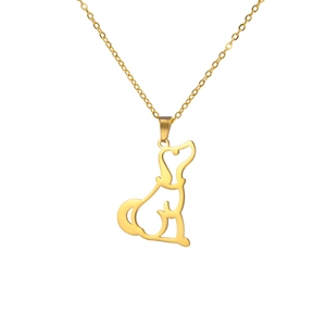Minimalistische gouden hondenhanger aan een roestvrijstalen ketting voor liefhebbers