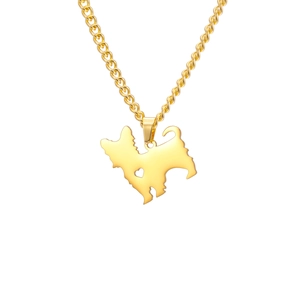 Golden stainless steel necklace with a cute puppy pendant and heart cutout detail