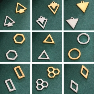 Stainless Steel Geometric Pendants Charms For DIY Jewelry Making Necklaces Earrings Accessories Gold Silver Triangle Round Hexagon Shapes