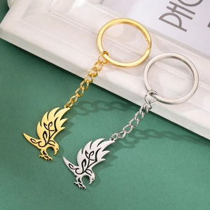 Vintage Stainless Steel Hollow Out Eagle Raven Pattern Keychain For Men Women Car Key Ring Jewelry Gift Tribal Bird Charm