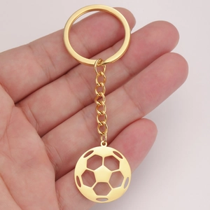 Porte-clés Pendentif Ballon de Football Creux en Acier Inoxydable Sport Football pour Fans Hommes Femmes Cadeau Bijoux