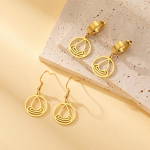 Pendientes Colgantes de Gota de Agua de Acero Inoxidable de Moda Pendientes de Aro Geométricos Redondos Huecos para Mujer Joyería Minimalista