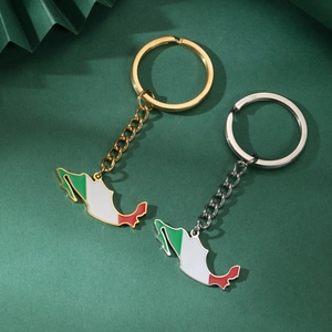 Lot de porte-clés carte du Mexique en or et argent avec détails en émail coloré