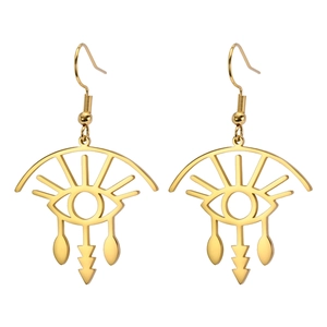 Bohemian gold 304 stainless steel earrings with hollow eye and star geometric charms