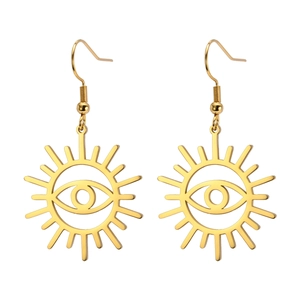 Pendientes bohemios de sol dorado con ojo turco para regalo de joyería para mujer
