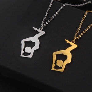 Colliers avec pendentifs de gymnastique rythmique en acier inoxydable doré et argenté