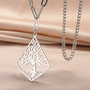 Detail of tree of life镂空pendant with diamond frame on silk background