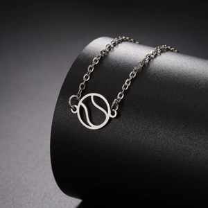 Silbernes hohles Tennisball-Anhänger Armband aus Edelstahl mit klassischer O-Kette