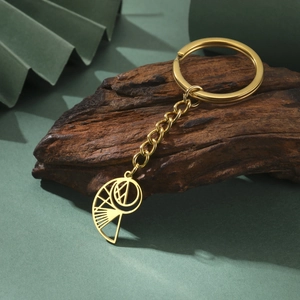 304 Stainless Steel Conch Geometric Hollow Pendant Keychain For Men Women Durable Metal Key Ring Car Bag Accessories Gift