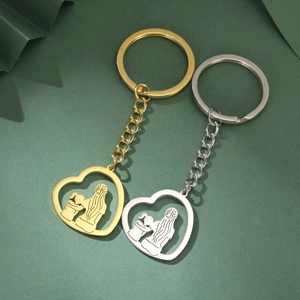 Porte-clés Cœur en Acier Inoxydable Mère Fille Silhouette Étreinte Familiale Pendentif Anneau Voiture Bijoux Cadeau pour Maman