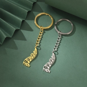 Porte-clés Note de Musique en Acier Inoxydable Portée Musicale Anneau de Clé pour Amoureux de la Musique Homme Femme Bijoux Cadeau