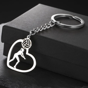 Portachiavi a Cuore da Pallavolo per Uomo Donna Appassionati di Sport Silhouette Atleta Pendente in Acciaio Inossidabile 304 Regalo