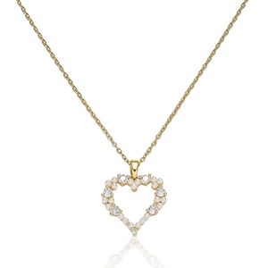 Collier Pendentif Cœur Évidé Élégant Pour Femmes Acier Titane Incrusté De Künstliche Perles D'imitation Et De Strass Brillants