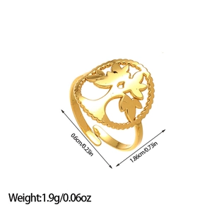 Detaillierte Maße des goldenen Lebensbaum-Rings mit 1,9g Gewicht und 0,6cm Höhe