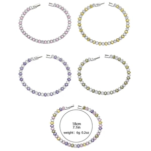 Adjustable stainless steel tennis bracelets featuring vibrant multi-colored zircon stones