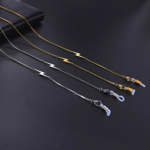 Lightning Bolt Stainless Steel Glasses Chain For Women Men Mask Lanyard Holder Anti Slip Eyewear Strap Neck Cord Fashion Jewelry