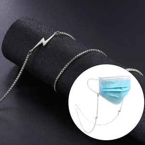 Silver stainless steel lightning pendant box chain for sunglasses and face masks